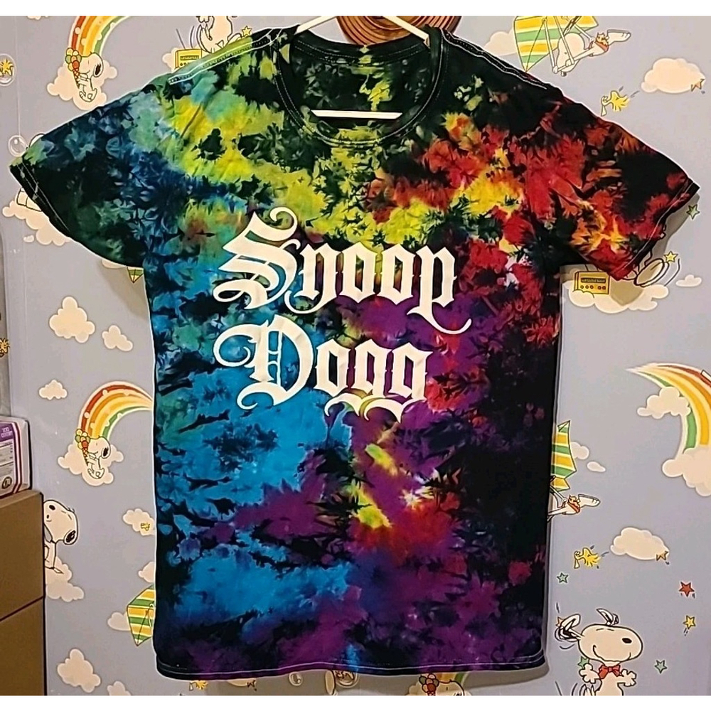 Snoop Dogg Tie Dye Shirt Spellout Rap Tee Green Purple Blue Red